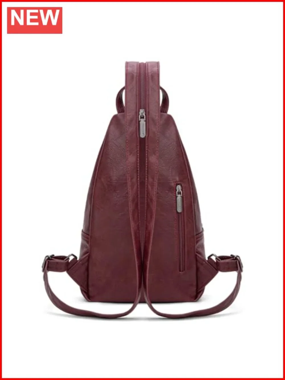 Faux Leather Convertible Sling Backpack Purse - Adjustable Crossbody Bag